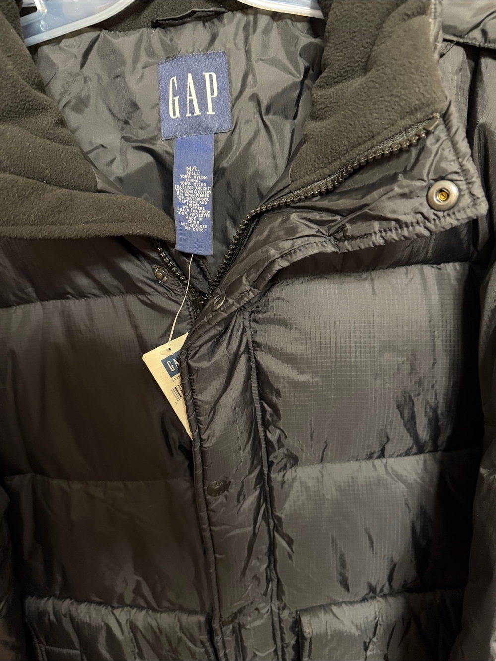 GAP Women's Black Long Puffer Coat with High Collar - Picture 3 of 10